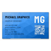 Lichtblaues Gefälle geometrisches Muster QR-Code Magnetische Visitenkarte (Vorderseite)