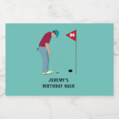 Lichtblaues Golfer Putting Liquor Flasche Etikett (Einzelnes Label)