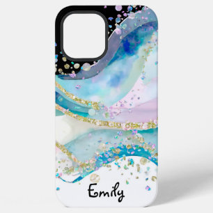 Lichtblaues Holografisches Alkoholmuster iPhone 12 Pro Max Hülle