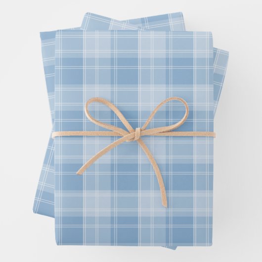 Lichtblaues Kariertes Muster Geschenkpapier Set (Beispiel)