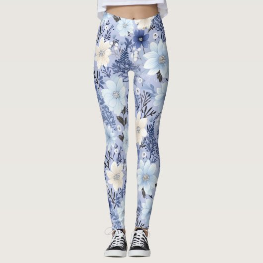 Lichtblaues Muster Leggings (Vorderseite)