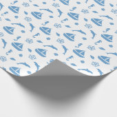 Lichtblaues Nautikdesign - Geschenkpapier (Ecke)