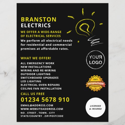 Lichtblitzdesign, elektrische Werbung Flyer (Vorne)