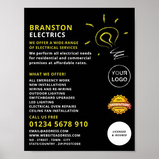 Lichtblitzdesign, elektrische Werbung Poster (Vorne)