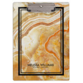 Lichtbraun Marmorstein Textur schwarze Grenze Klemmbrett (Vorderseite)