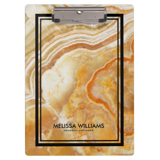 Lichtbraun Marmorstein Textur schwarze Grenze Klemmbrett (Vorderseite)