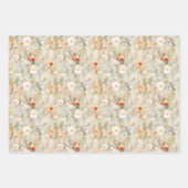 Lichtbraune Wildblumen Muster Wasserfarbe Geschenkpapier Set (Vorderseite)