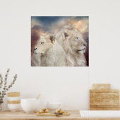 Lichtbrillen - Weißes Löwenkunstposter/Printwerbun Poster (Küche)