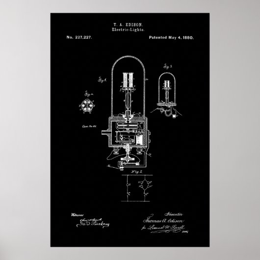 LICHTBULB - EDISON - PATENT 1880 POSTER (Vorne)