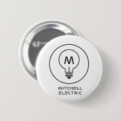 LICHTBULBONOGRAMM-LOGO auf WEISS für ELEKTRIKANE Button (Vorne & Hinten)