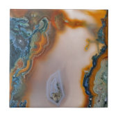 Lichtdurchlässiger aquamariner u. Rost-Achat Fliese (Vorderseite)