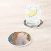 Lichtdurchlässiger aquamariner u. Rost-Achat Getränkeuntersetzer (Seite)