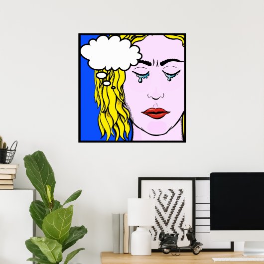 Lichtenstein Style Comic Lady weinend Poster (Heimbüro)
