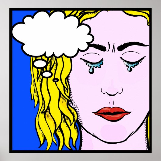Lichtenstein Style Comic Lady weinend Poster (Vorne)