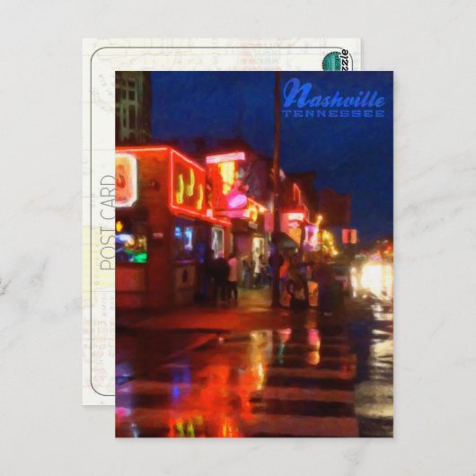 Lichter am Broadways Nashville Tennessee - Postkar Postkarte (Vorne/Hinten)