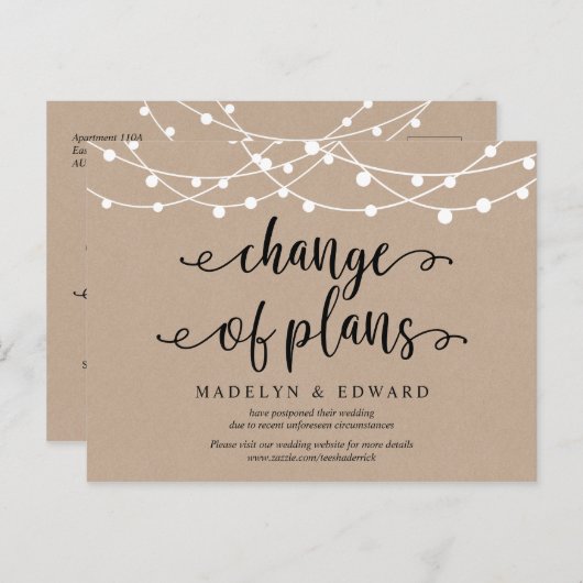 Lichter, Änderung von Plänen, Hochzeit verschoben Postkarte (Vorne/Hinten)