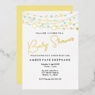 Lichter Baby Shower Einladung - Gelb & Grün