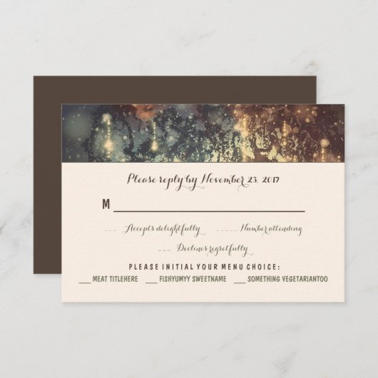 Lichter Baum romantische Hochzeit RSVP Karten (Vorne/Hinten)