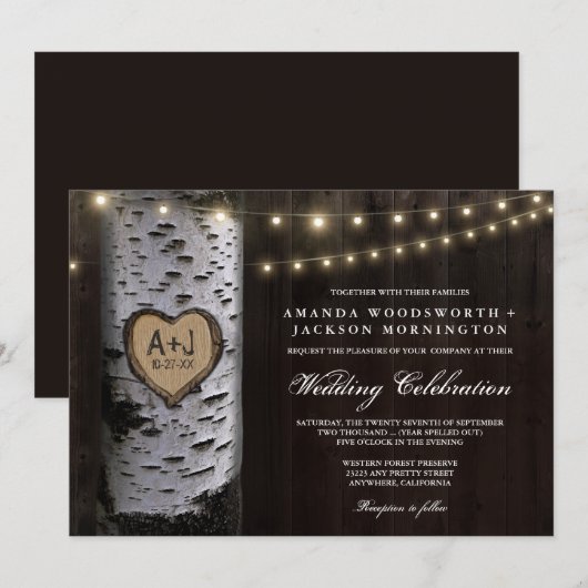 Lichter + Birkenbaum Hochzeit Einladung (Vorne/Hinten)