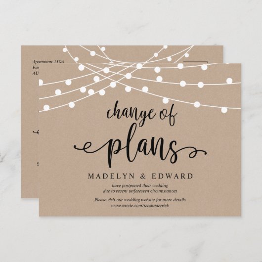 Lichter der String, Datumsänderung, Hochzeit versc Postkarte (Vorne/Hinten)