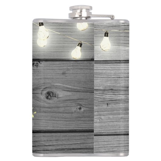 Lichter Flloral Wreath Rustikale Hochzeit Flachmann (Rückseite)