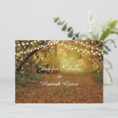 Lichter, Forest Path Gay Lesbian Hochzeit Einladun Einladung (Stehend Vorderseite)