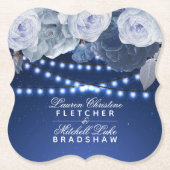 Lichter für Personalisierte blaue Elegante Hochzei Untersetzer (Vorderseite)