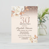 Lichter,Herbst Blume Glitzer Bokeh 30. Geburtstag Einladung (Stehend Vorderseite)