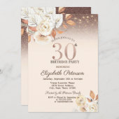 Lichter,Herbst Blume Glitzer Bokeh 30. Geburtstag Einladung (Vorne/Hinten)
