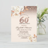Lichter,Herbst Blume Glitzer Bokeh 60. Geburtstag Einladung (Stehend Vorderseite)