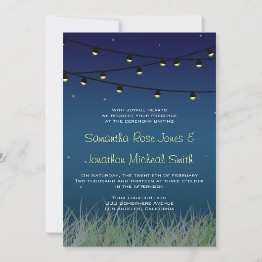 Lichter Hochzeit unter den Sternen Einladung (Vorderseite)