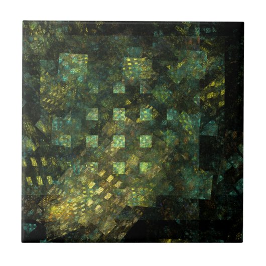 Lichter in der Stadt Abstrakte Kunst Tile Fliese (Vorderseite)