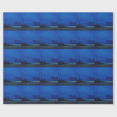 Lichter in einem blauen Berg-Nebel Geschenkpapier (Flach)