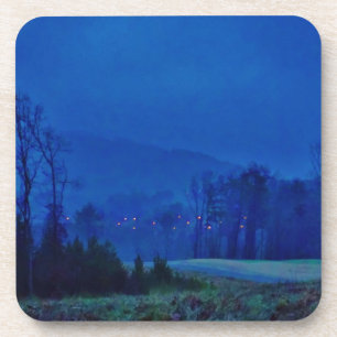 Lichter in einem blauen Berg-Nebel Getränkeuntersetzer