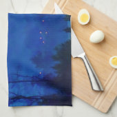 Lichter in einem blauen Berg-Nebel Handtuch (Viertel Falte)