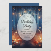 Lichter in einem Mondwald Geburtstagsparty Einladung (Vorne/Hinten)