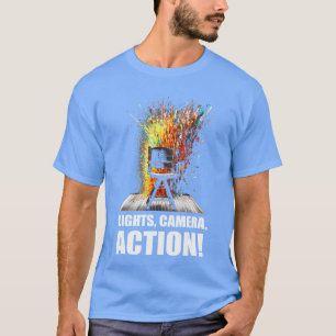 Lichter Kamera Action Filmregisseur Filmklappe T-Shirt