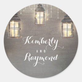 Lichter Lanterns Rustikale Hochzeit Runder Aufkleber
