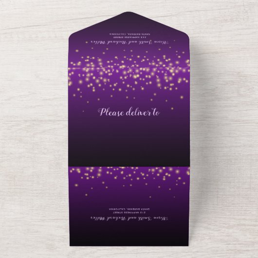 Lichter lila Winternachtsfeier All In One Einladung (Außenbereich)