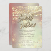 Lichter mit goldenem Funkeln, rot, Einladung (Vorne/Hinten)