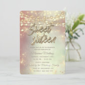 Lichter mit goldenem Funkeln, rot, Einladung (Stehend Vorderseite)