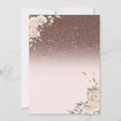 Lichter, rosa Schleifenblumen Glitter Sweet 16 Einladung (Rückseite)