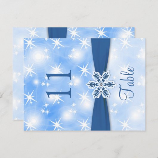 Lichter, Schneeflocke auf blauer Tischnummer (Vorne/Hinten)