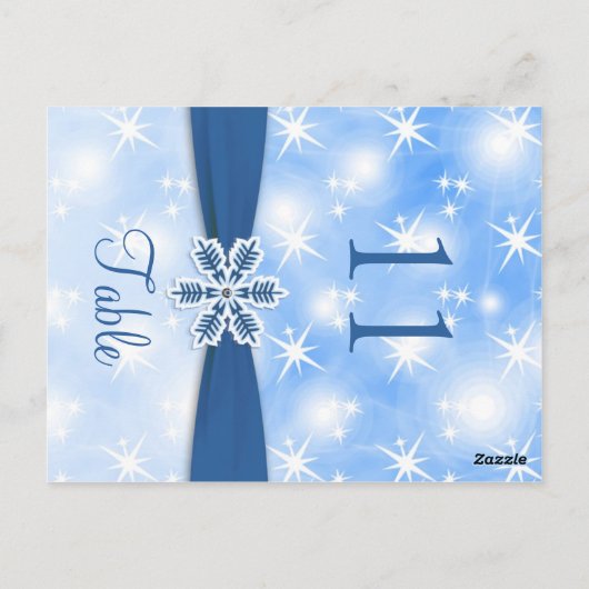 Lichter, Schneeflocke auf blauer Tischnummer (Rückseite)