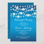 Lichter, Schneeflocken Hochzeitsessen Probe Einladung (Vorne/Hinten)