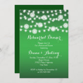 Lichter, Schneeflocken Hochzeitsessen Probe Einladung (Vorne/Hinten)