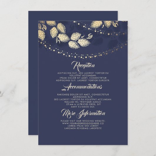 Lichter Tree Blätter Elegante Hochzeitdetails einf Begleitkarte (Vorne/Hinten)