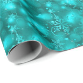 Lichter u. Schneeflocken, aquamarin - Weihnachten Geschenkpapier (Rolleneckpunkt)