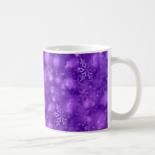 Lichter u. Schneeflocken, lila - Weihnachten Kaffeetasse
