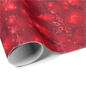 Lichter u. Schneeflocken, Rot - Weihnachten Geschenkpapier (Rolleneckpunkt)